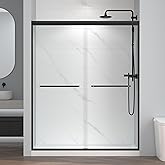 ENSO SENKA 56-60" W x 72" H Semi-Frameless Bypass Sliding Shower Door, Easy-to-Clean Treated Clear Tempered Glass, Matte Blac