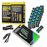 20 Pack EdisonBright type 16340 rechargeable CR123A RCR123A EBR65 3.7v protected li-ion batteries with Nitecore D4 smart digital battery charger digicharger for home & car bundle