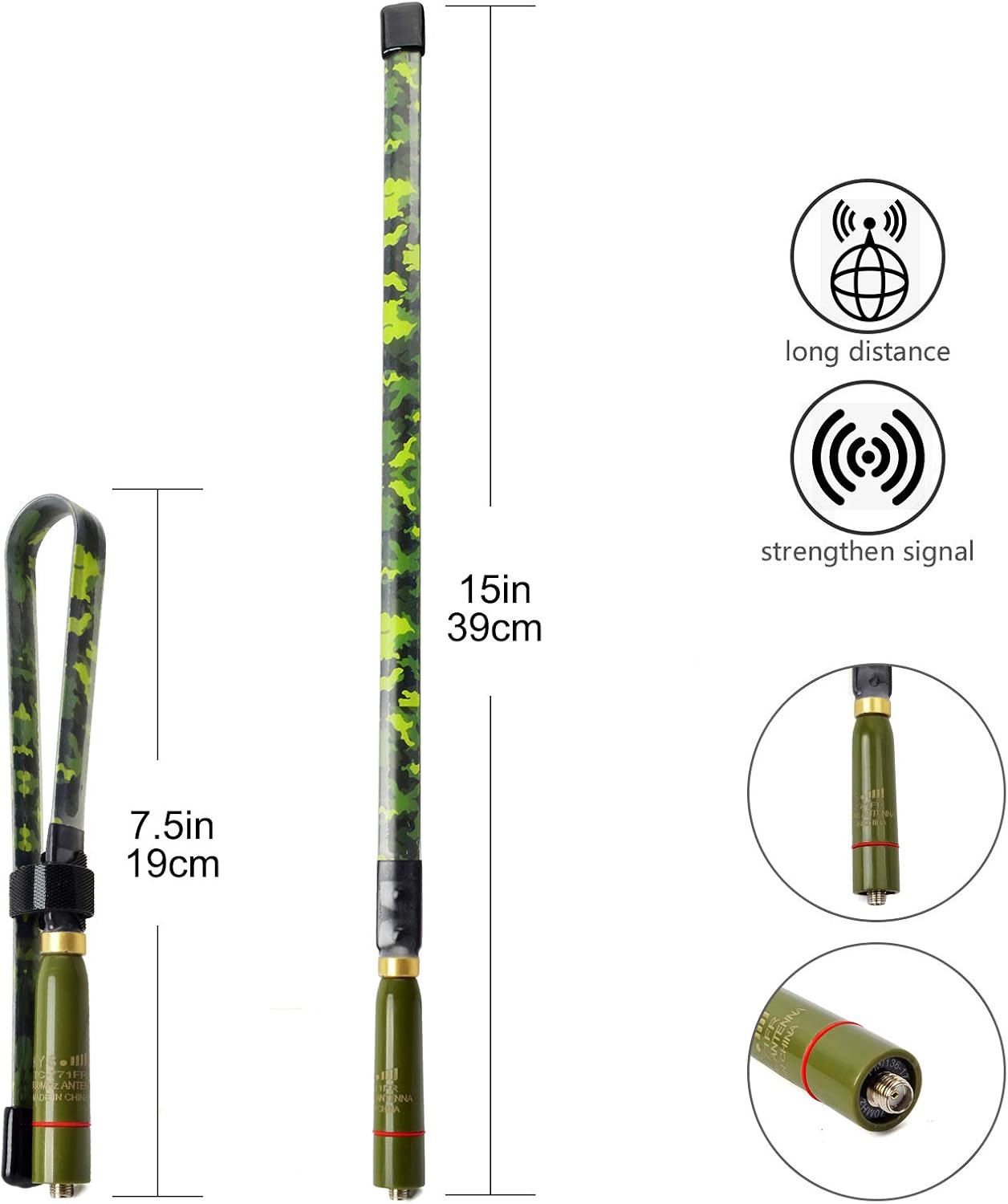 HYS SMA FEMALE VHF/UHF Foldable Tactics Antenna Dual Band 144/430Mhz 15.3-Inch Aeria Compatible for Baofeng UV-5R BF-F8HP WOUXUN KG-UVD1P KG-UV6D Kenwood Radio - Image 3