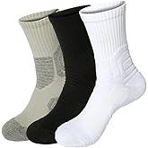 Athletic Crew Socks - Men's Moisture Wicking Control Comfort Fit Cushioned socks with Arch Compression 3-Pairs