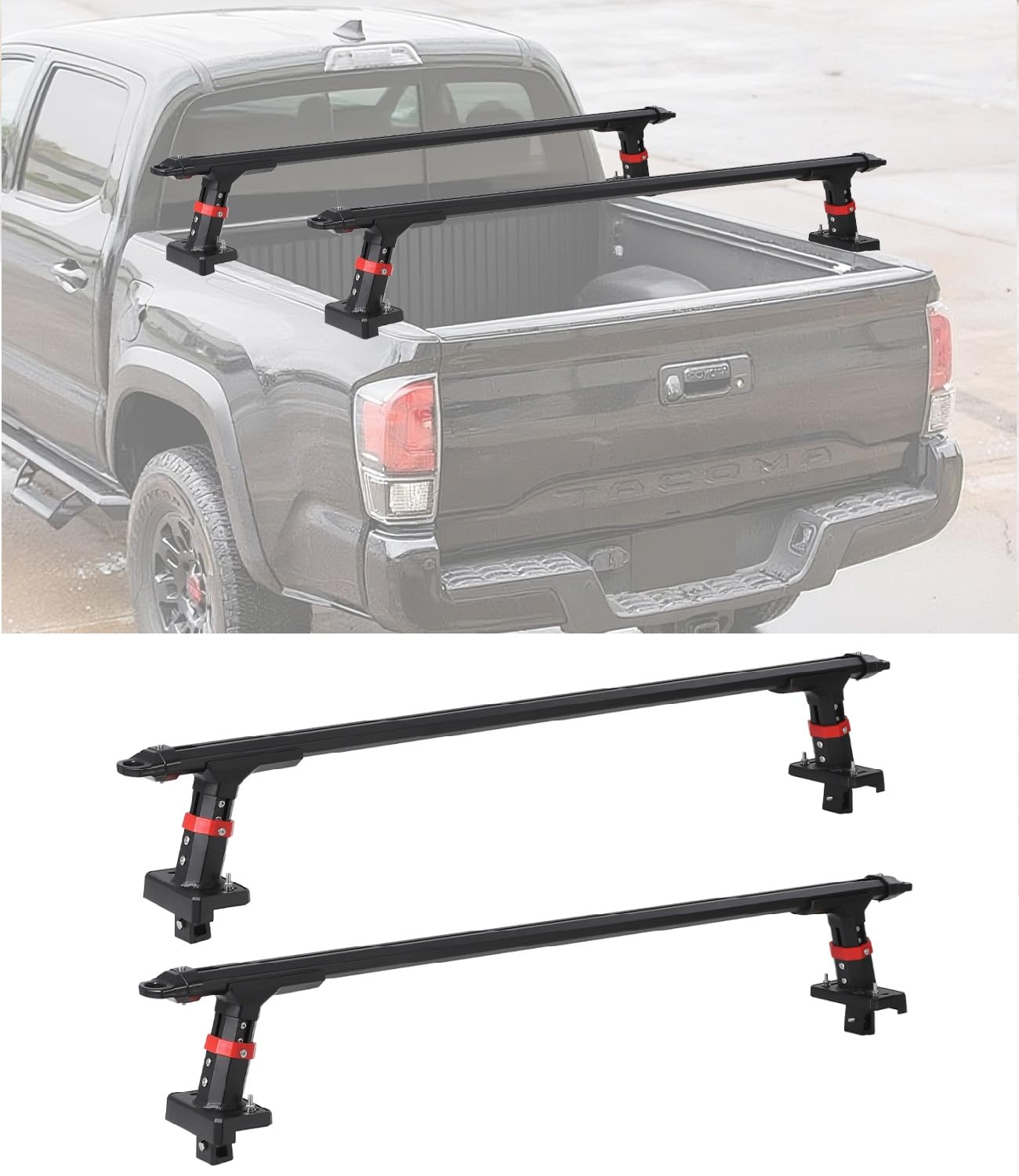 Photo 1 of Ladder Rack for Truck, 800LBS Capacity Truck Bed Rack, Adjustable Height 17.32''-28.35'', Width 51.18"-66.92", Aluminum Truck Ladder Racks Fit for Large-Size Pickup, Heavy-Duty