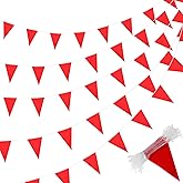 Tatuo 200 Feet Solid Pennant Banners Flags String Triangle Hanging DIY Bunting Flags Party Decorations for Grand Opening Party Banners for Kids Birthday, Shops (Red)