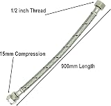 Reeds 2x 15mm x 1/2in Flexi Braided Tap Inlet Valve Hose 900mm WRAS Approved view 2