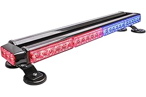 CUMART 26.5" Red Blue 54 LED Rooftop Beacon Light Bar For Police Cops Firefighter Vehicles Work Truck Cars Emergency Warning Flashing EMS First Responder POV Strobe Light Traffic Advisor with Magnetic
