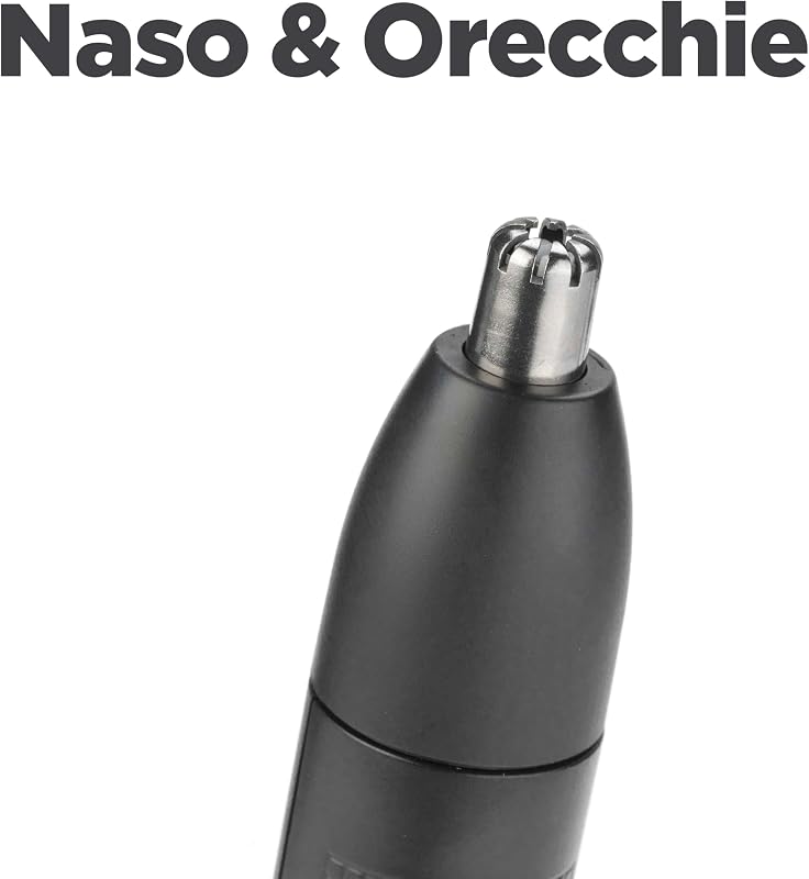 Trimmer rifinitore naso/orecchie, sistema a doppia lama, batteria, lame in acciaio inox, testina rimovibile facile da pulire, nero E650E