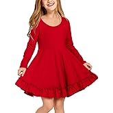 Arshiner Girls Dress Long Sleeve A Line Twirly Skater Loose Casual/Party Dresses with Pocket
