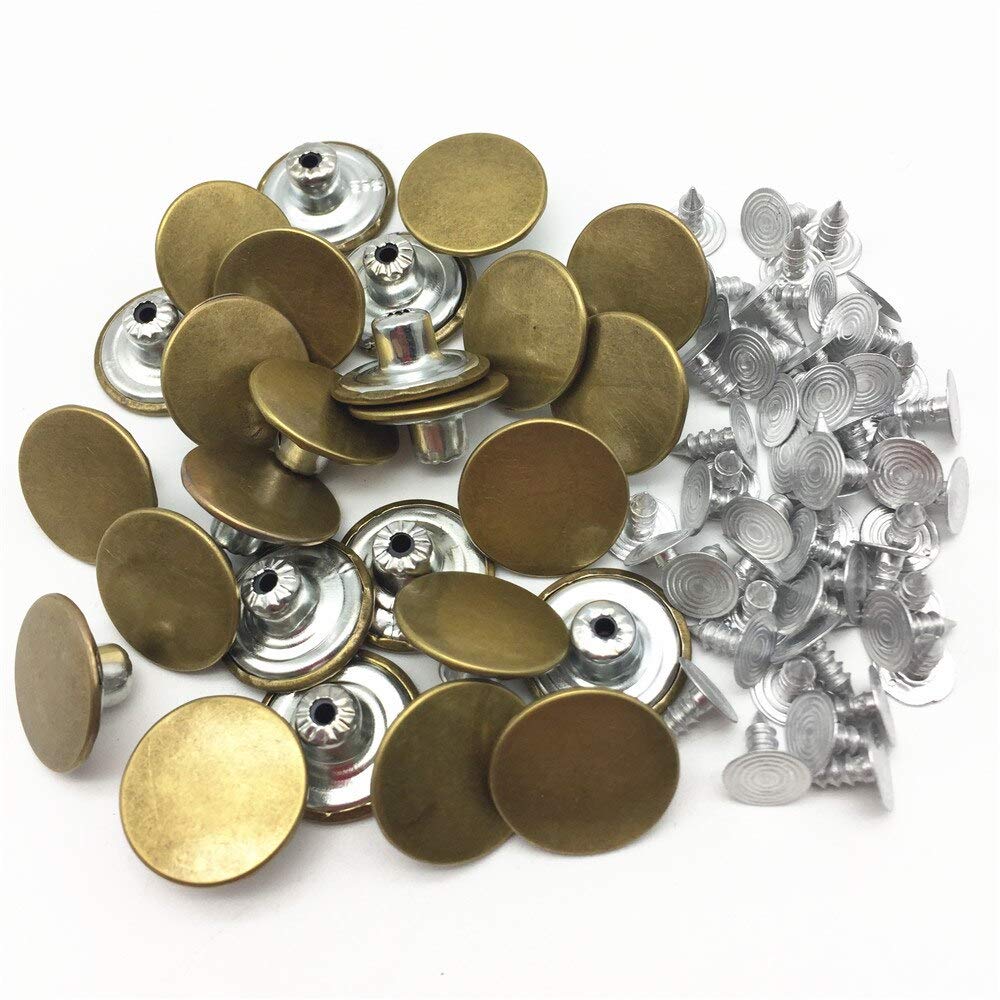25 Sets No Sew Jean Buttons 17mm Antique Brass Buttons with Tack Rivet