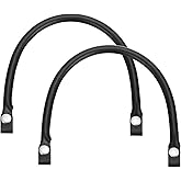 MECCANIXITY 2Pcs PU Leather Purse Handles, 0.6" x 16" Short Bag Purse Straps Replacement with Silver Button Bag Making Supplies for DIY Wallet Tote Bag Making and Repairing, Black
