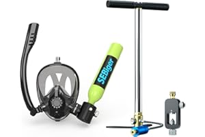 SEBIGER Snorkel Mask Mini Scuba Tank 0.5L Up to 6 Minutes Underwater Breath Within 30ft Diving Depth Small Diving Tank with Full Face Diving Mask for Shallow Water