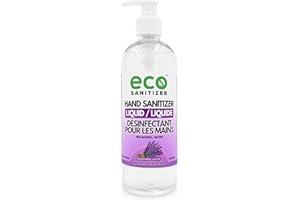 Eco Hand Sanitizer Liquid, 500 ml, Lavender Scented Sanitizer, 80% Ethyl Alcohol, Plant‑Based, Made in Canada, Scented with N