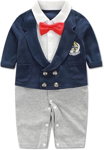 Amazon エルフ ベビー Fairy Baby ベビーフォーマル ロンパース 結婚式服 男の子59cm徽章柄 赤蝶ネクタイつき 洋装フォーマル ベビー マタニティ 通販