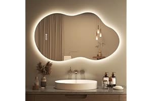SMIROR Irregular Backlit Bathroom Mirror with Lights 40 x 24, Asymmetrical Cloud Led Lighted Vanity Mirror for Wall, Anit-Fog, Dimmable, Memory Function (Horizontal/Vertical)