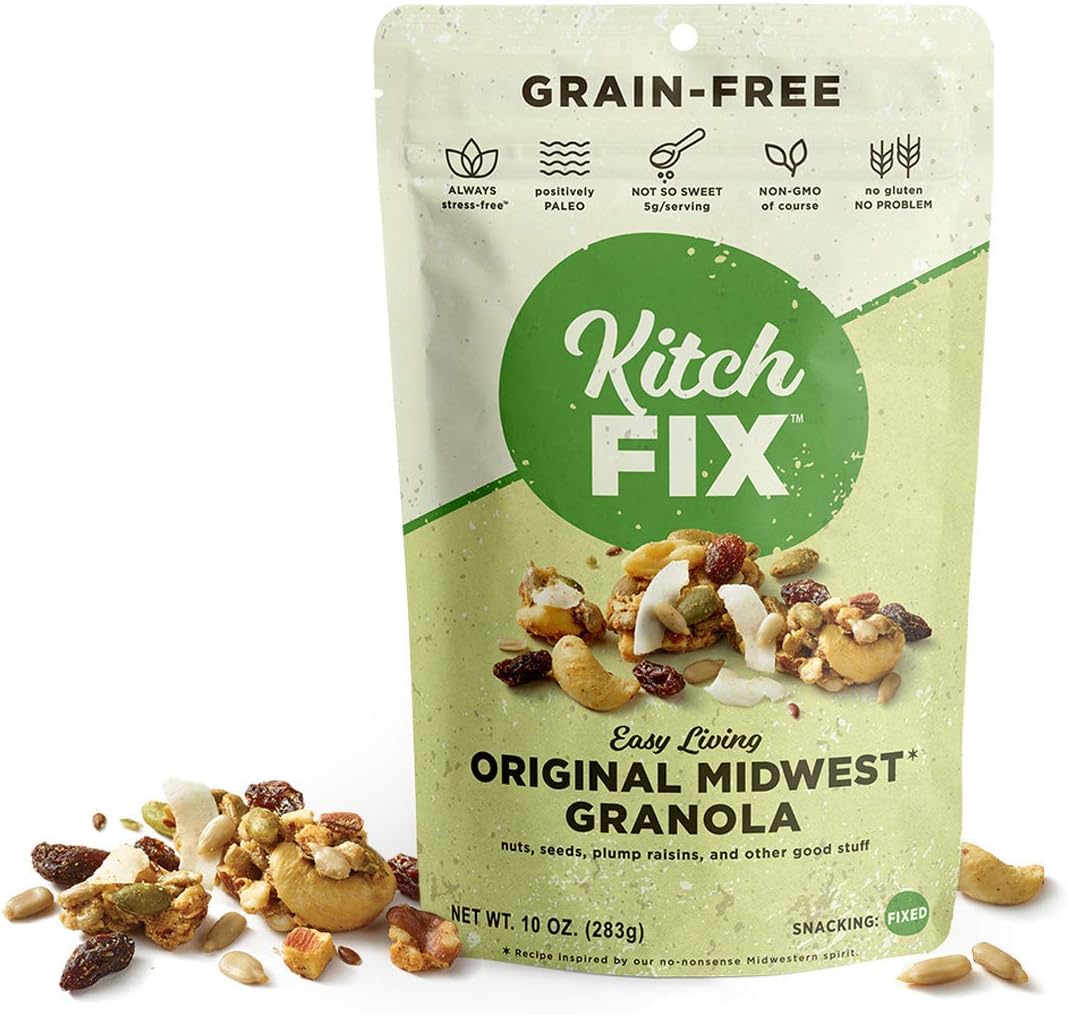 Kitchfix Grain-Free Paleo Granola | Vegan Plant-Based Protein From Nuts and Seeds | Certified Gluten-Free | Low Sugar, Low Carb Granola | Roasted in Pure Coconut Oil | Original , 10 Ounce