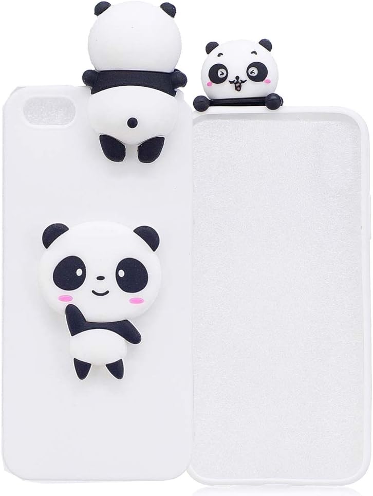 Aeeque iPhone 5s Cover White, iPhone SE 3D Ultra Slim Thin Soft Crystal TPU Silicone Flexible Back Bumper [Shock Absorption] Protection Case for iPhone 5/5s/SE - Lovely Panda