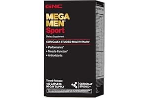 GNC Mega Men Sport Daily Multivitamin for Performance, Muscle Function, and General Health -180 Count