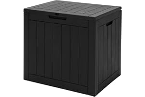 ORALNER 30 Gallon Deck Box, Outdoor Storage Container with Lockable Lid & Side Handles, Waterproof Storage box Resin Bin for 