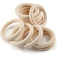 100 Pieces 25 Mm Natural Wood Rings Smooth Unfinished Wooden Circles For Crafts DIY Baby Children's Diseases Ring Pendant Connectors Jewellery Making...
