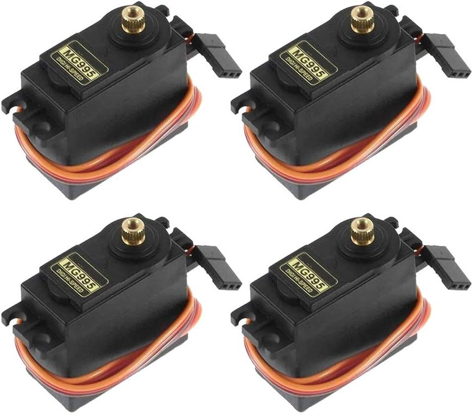 RGBZONE 4PCS Servo Motor MG995 Control Angle180 Metal Gear Servo 20KG Digital High Speed Torque Servo Motor for Smart Car Robot Boat RC Helicopter