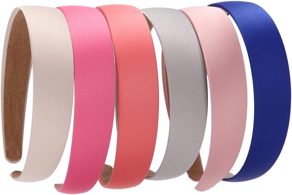 LONEEDY 6 PCS Hard Headbands, 1 Inch Wide Non-slip Ribbon Hairband for Women