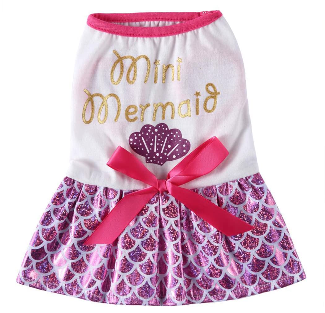 XIAOYU Sweet Puppy Dog Princess Dresses Mermaid Skirt Dress for Dog Cat Halloween Cosplay(M)