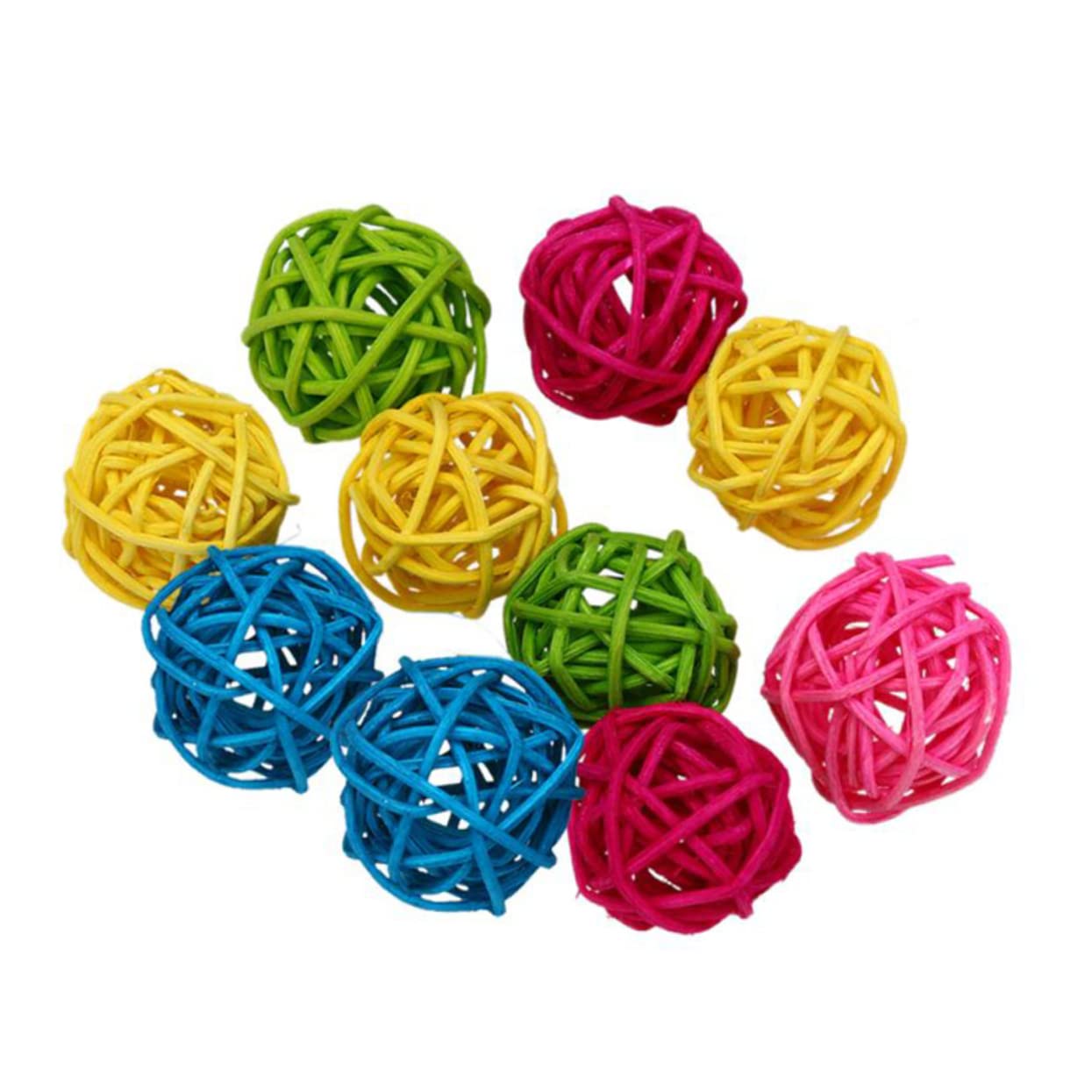 DOITOOL 10pcs Rattan Parrot Chew Toys for Small Birds Natural Willow Balls for Healthy Teeth and Fun Playtime Random Colors for Parakeets and Cockatiels