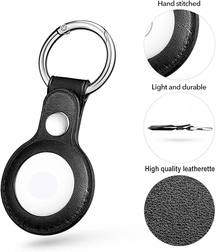 MERFUNTO 1 Pack Portable PU Leather Case for AirTag Tracker Holder with Special Metal Buckle (Black, 1 Pcs) at  Men’s Clothing store