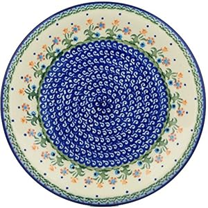 Polmedia Polish Pottery 10-inch Stoneware Plate H0603H Hand Painted from Cer-Maz in Boleslawiec Poland. Shape S075E(104) Pattern P4854A(D19)