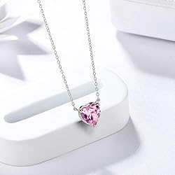 October Birthstone Necklace Tiny Hearts Love