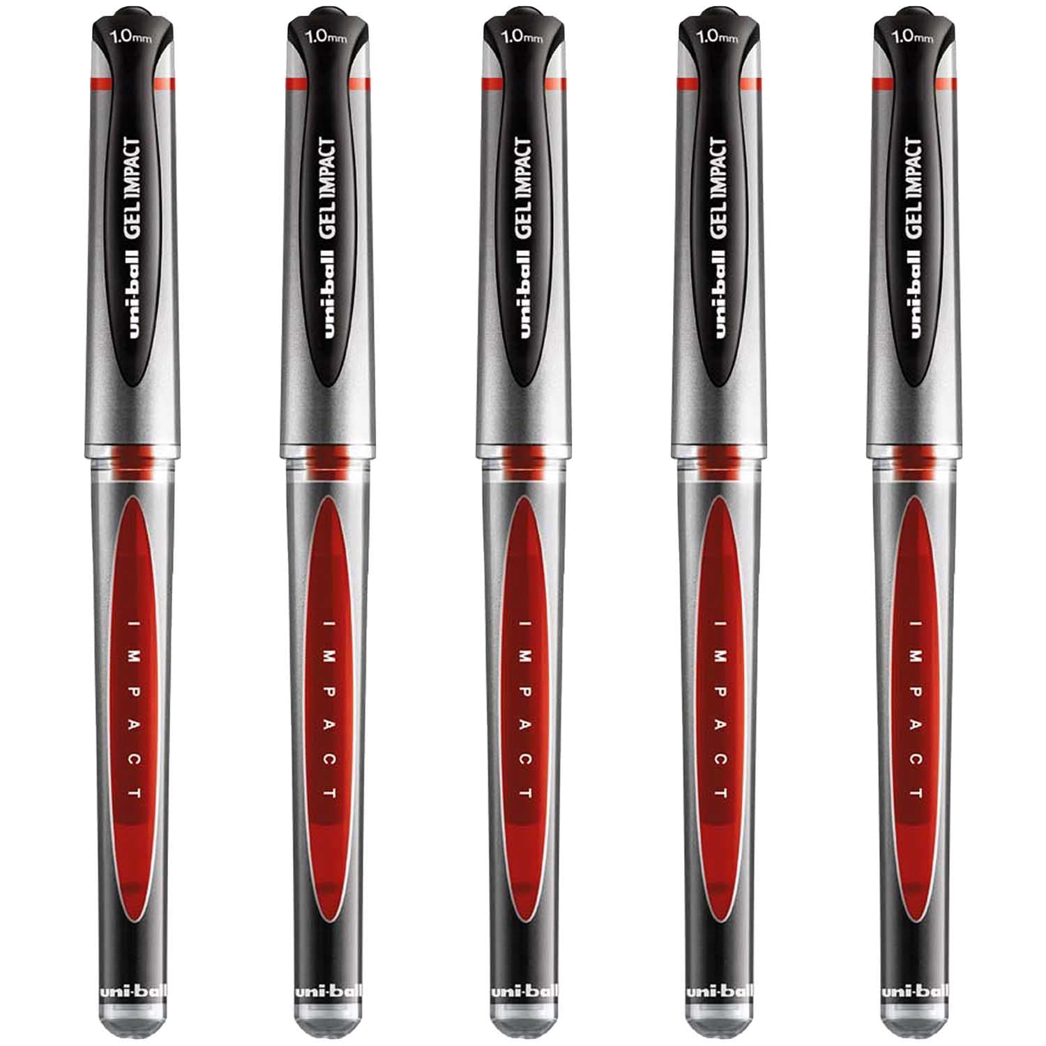 uni-ball UM-153S Gel Impact Broad Rollerball Pens - 1mm Nib, 0.6mm Line Width - Red Ink (5)