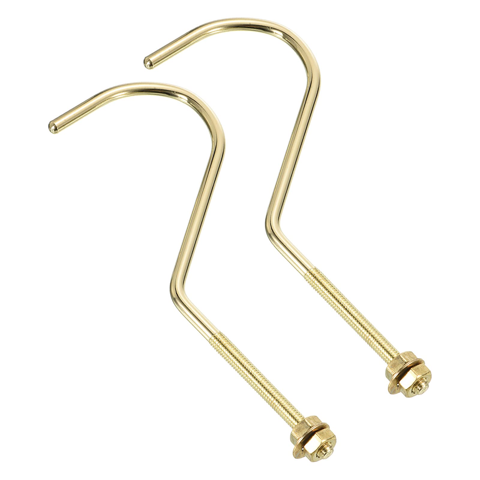 PATIKIL Bridge Stick and Ball Rack Hook, 2 Pcs Snooker Billiard Table Board Cue Hook Bridge Stick Rack with Threaded for Pool Table, Gold Tone