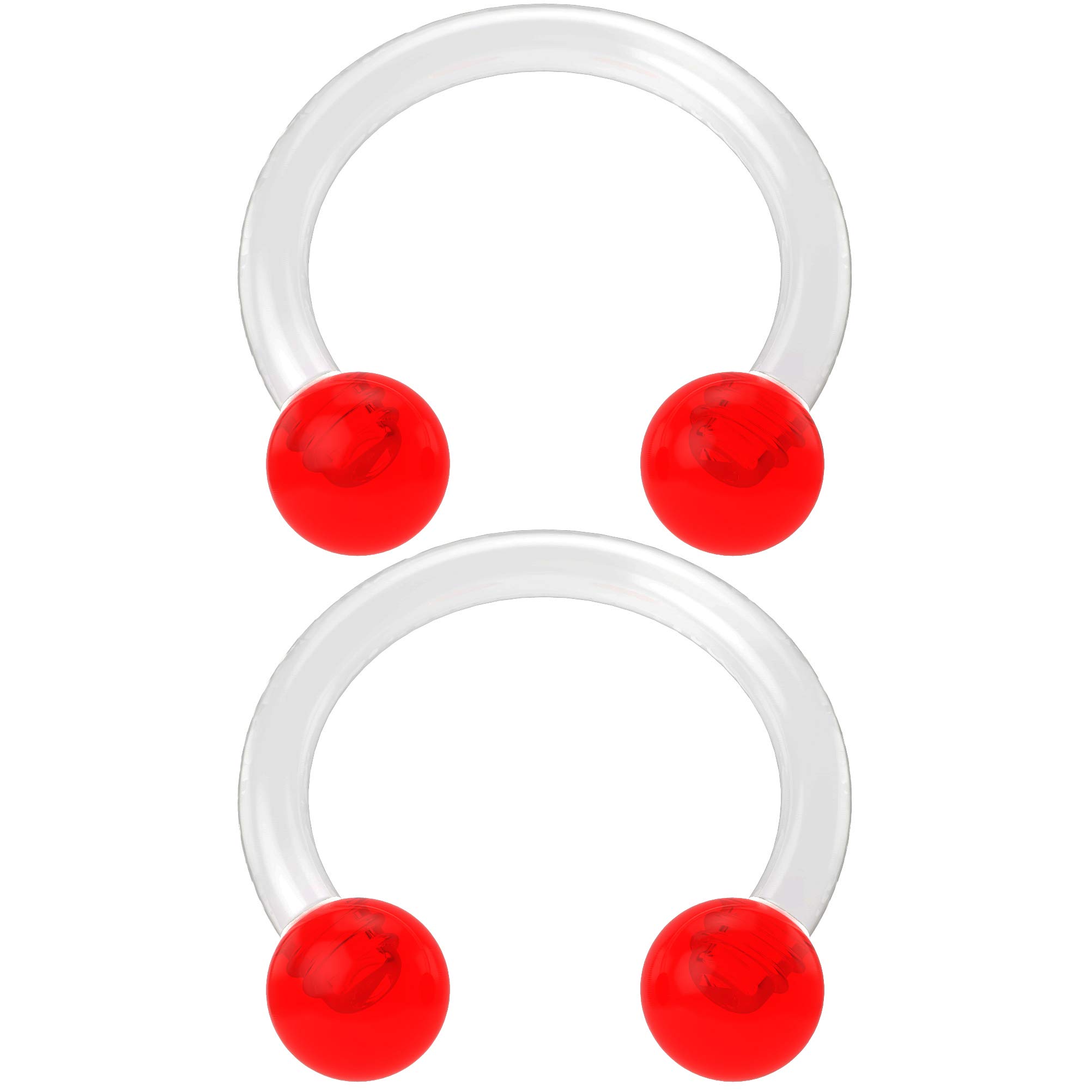 2pc 16g 1.2mm Circular Barbell Horseshoe Bar Earrings Cartilage Bar Septum Bar Tragus Helix Red Flexible Acrylic 8mm