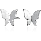 Tikiville Jewelry Sterling Silver Cute Butterfly Stud Earrings for Women