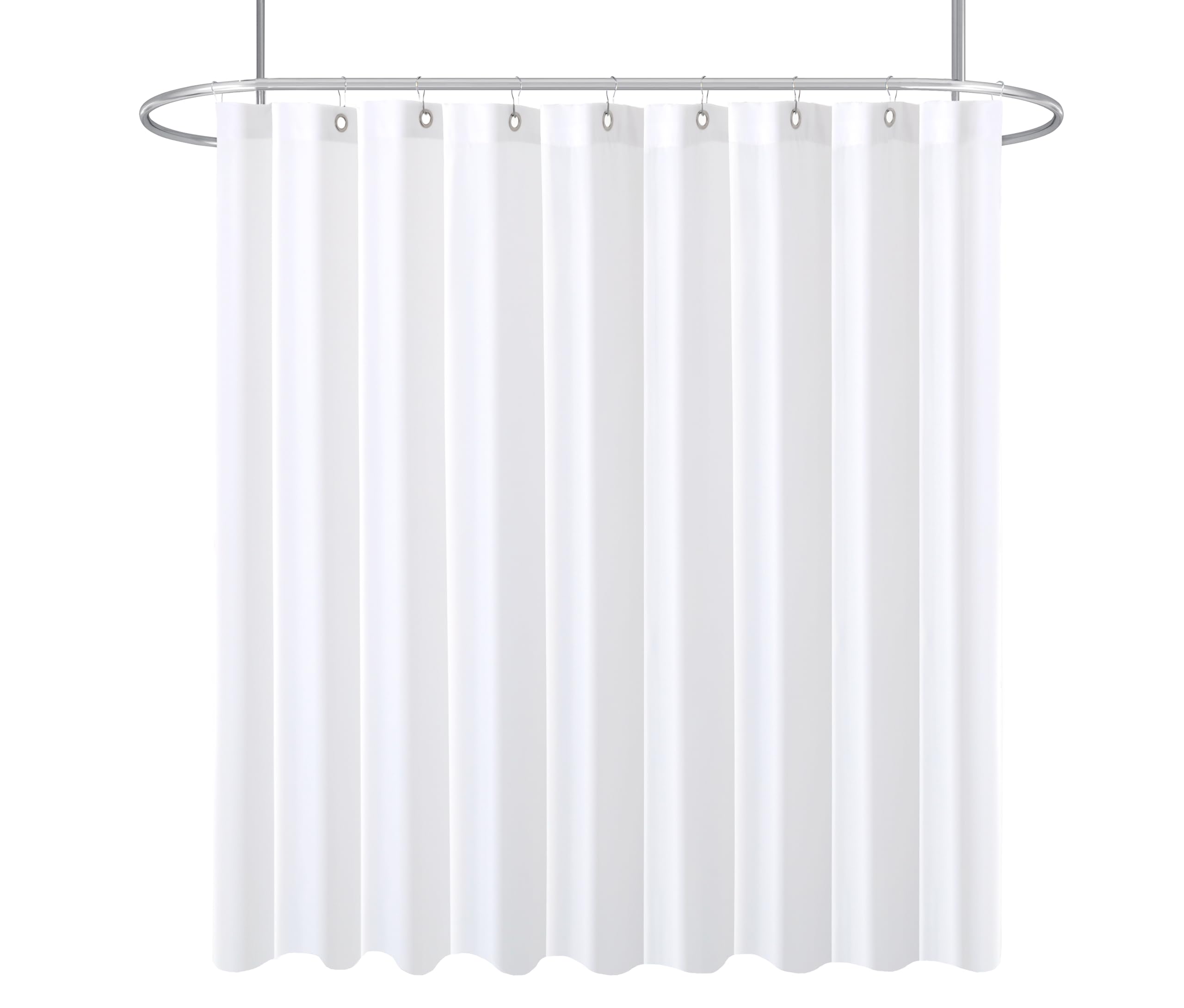 Biscaynebay Fabric Extra Wide Shower Curtain Liners, White 108 Inch Width by 72 Inch Length, Water Resistant Bathroom Curtains, Rust Resistant Grommets Top Weighted Bottom Machine Washable