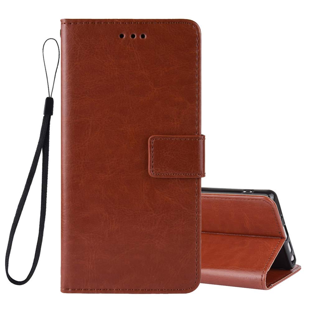 BRAND SET Phone Case for Google Pixel 4a 5G Protection Case Wallet Leather Flip Cover Case with Secure Copper Buckle Closing Lock and Bracket Function, Suitable for Google Pixel 4a 5G(Brown)