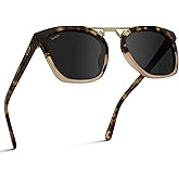 WearMe Pro WMP Eyewear - Women's Oversized Polarized Sunglasses: Square Vintage Style with Metal Double-Bar Bridge