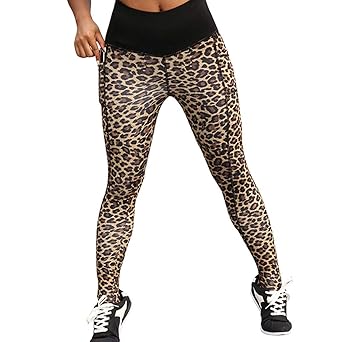 Damen Sporthose Leggings, Hüfthose Streetwear Leopardenmuster 3d Print Frauen Trainingstight Hüfthosen Elastische Taille Trai