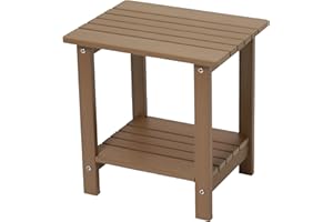 Byzane Double Adirondack Side Table, Patio Outdoor End Table Weather Resistant,Rectangular Table for Patio, Garden, Lawn, Indoor Outdoor Companion, Teak