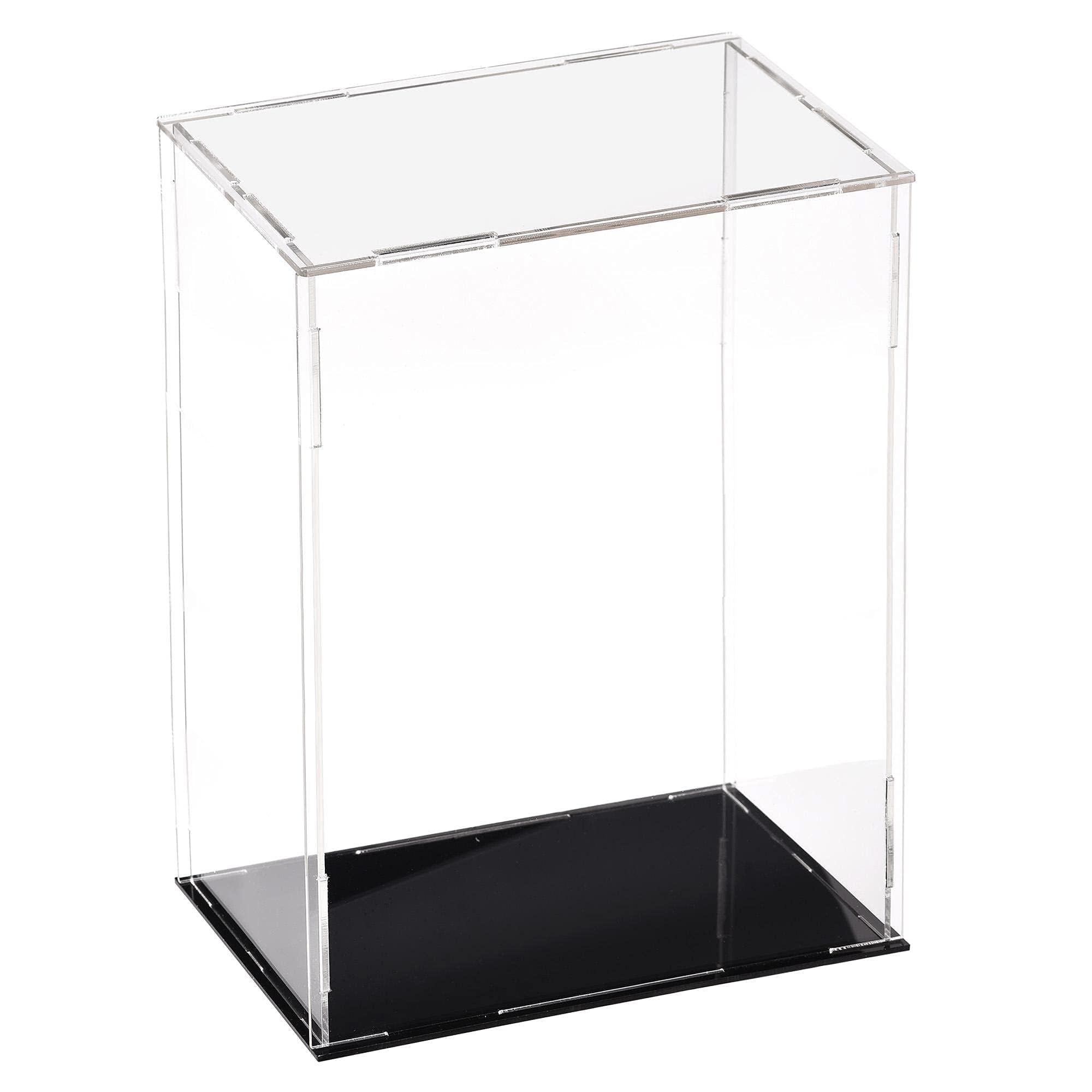 TA-VIGOR Acrylic Clear Display Case, 15 x 10 x 25cm Assemble Countertop Box Cube Organizer Stand Dustproof Protection Showcase with Black Base for Action Figures Toys Collectibles Home Storage — image 1