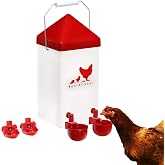 RentACoop 1 Gallon Chicken Waterer with Cups &amp; Nipples | Includes 2 auto-fill cups and horizontal nipples, and anti-roost cone - Suitable for Chicks, Chickens, Quail and Doves