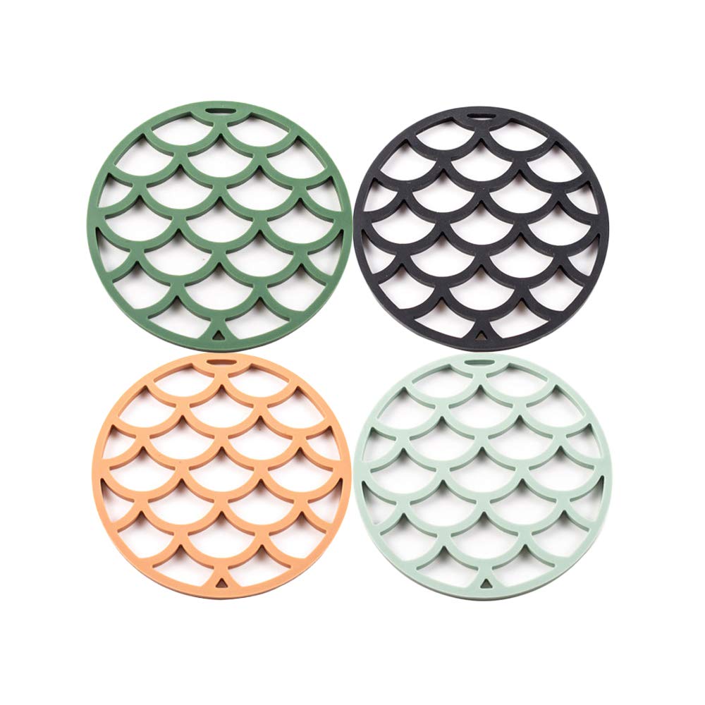 Silicone Trivet Mats, Hot Pot Holder Heat Resistant and Non-Slip Hot Pads for Kitchen (4 Pieces)