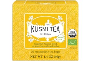 KUSMI TEA, BB Detox - Organic Blend of Green Tea, Maté & Grapefruit-flavoured Plants, 20 bags (40g)