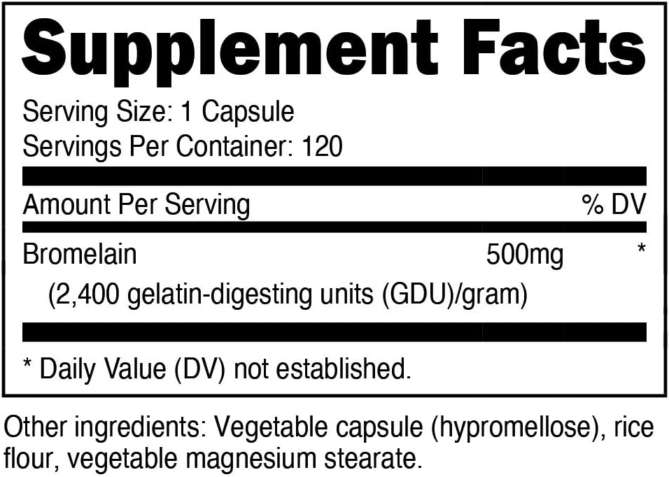 Nutricost Bromelain 500mg, 120 Veggie Capsules - Bromelain (2400 GDU/g), Non-GMO, Gluten Free: Health & Personal Care