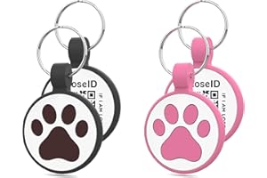 WhoseID Personalized Dog Tag, Laser Engraving QR Code, Silicone Dog ID Tag, Pet Online Profile, Scan QR Code Send Location, Collar Harness Accessories (Medium to Large Breeds - 1.25", Black & Rose)