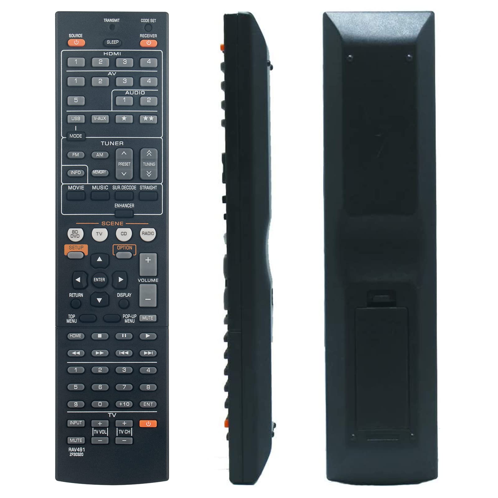 VINABTY RAV491 ZF30320 Replacement Remote Control Compatible with Yamaha AV Receivers HTR-4066 RX-V475 RX-V575 YHT-399U HTR-5063 RX-V467 RX-V367 RX-V371 RX-465BL YHT-494BL RX-V565BL YHT-397BL