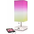 MissionMax Modern Lemonade Ombre Small Table Lamp w USB Quick Charging Port, Great for LED Bedside, Desk, Bedroom, and Nightstand Lamps or Other Table Lights