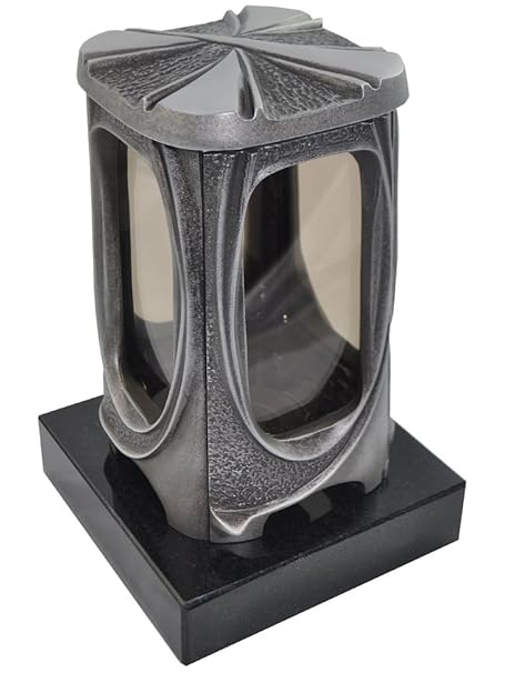 Grablaterne 622 aus Aluminium fertigmontiert auf Einem Granitsockel (Granitsockel 17cm x17cm x4cm, Black (SSY))