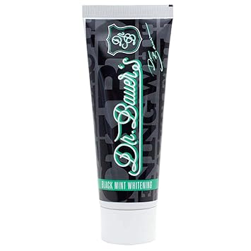 Dr. Bauer´s Black Mint Whitening schwarze Zahnpasta 75ml mit Aktivkohle - mit Kokosöl - Fluoridfrei - mit Papain - mit Hydrox