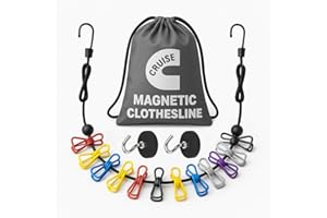 HYTWEDO Magnetic Clothesline for Cruise Ship Cabin Approved, Strong Rubber Coated Non-Scratch Magnets, Travel Clothesline for Cruise Ship Essentials 2025