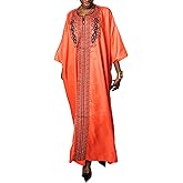 TIDOIRSA Loose African Dresses for Women,Hot Drilling Full Gown Embroidery Maxi Dress