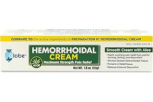 Globe Hemorrhoidal Cream, Phenylephrine HCl, Pramoxine with Aloe, Relief from Burning, Itching and Discomfort of Hemorrhoids, 1.8 Ounces